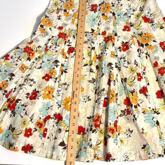 Cabi Floral A-Line Skirt Cotton Size 8 Cream Flower Garden Retro Midi - Picture 5 of 5